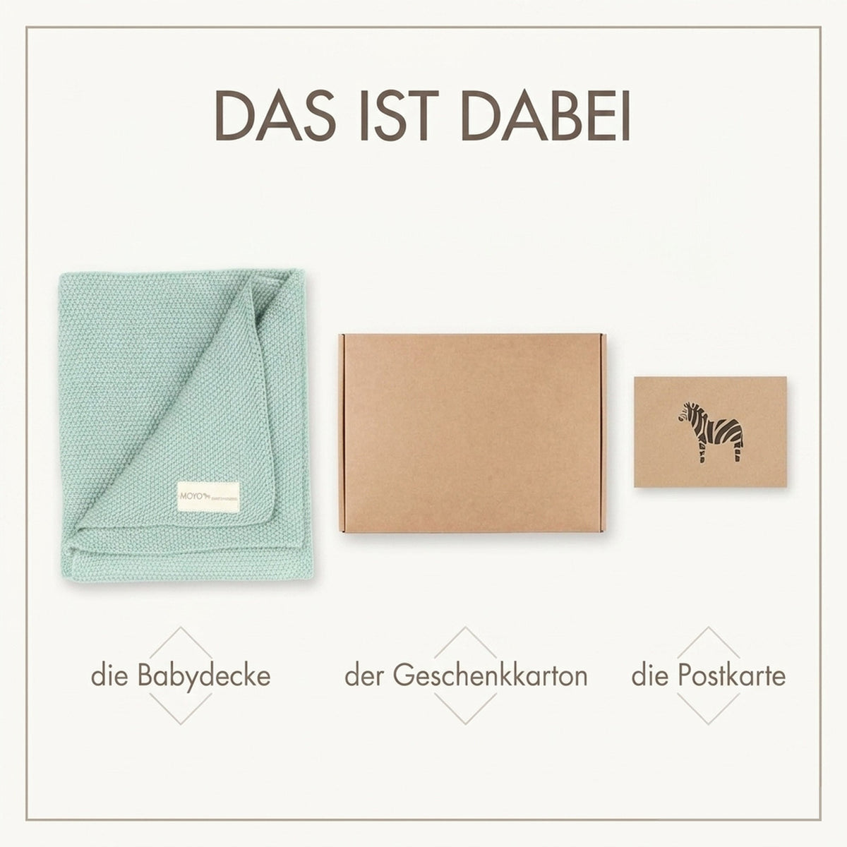 Babydecke Reiskorn-Struktur "Heller Eukalyptus" — Lieferumfang