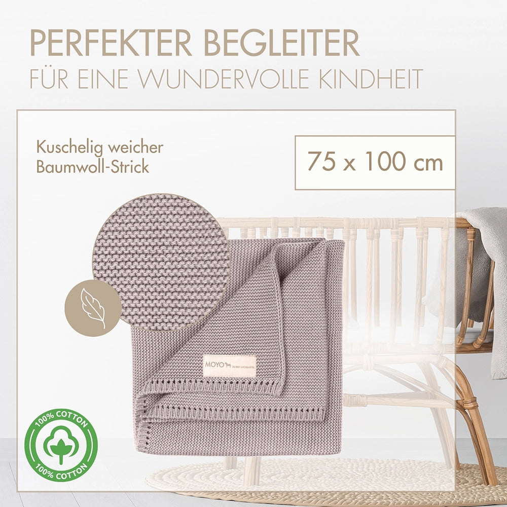 MOYO baby blanket left-knit with pointelle