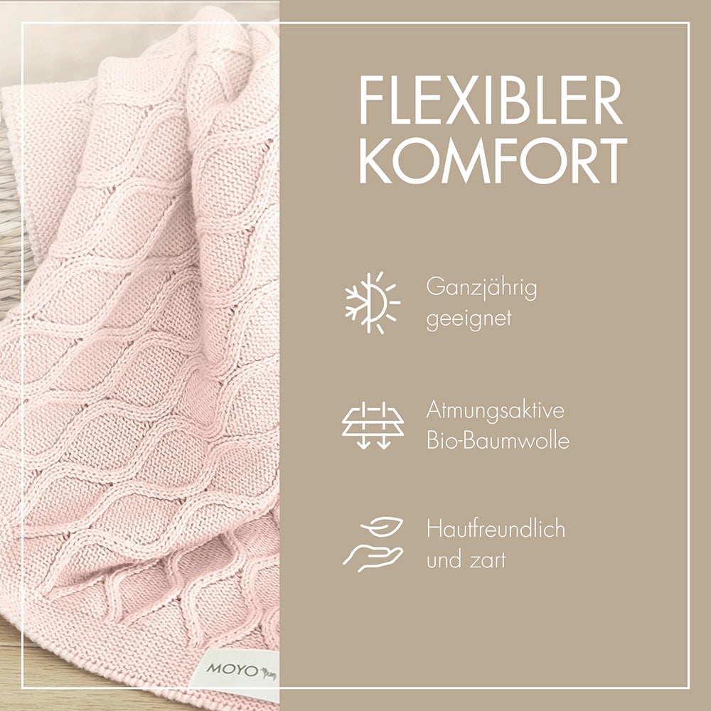 Babydecke Wellen-Struktur "Sanftes Rosenholz"