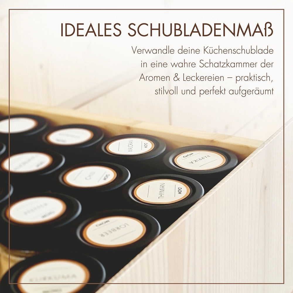 Moyo spice containers - Made in Germany, set of 12 spice containers with labels