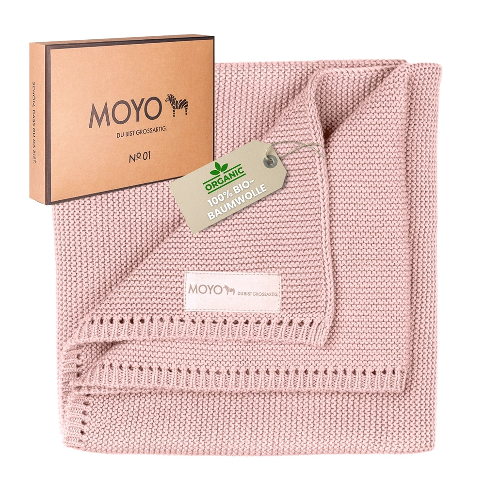 Baby blanket, left-handed knit, pointelle "Wild Rose Blossom"