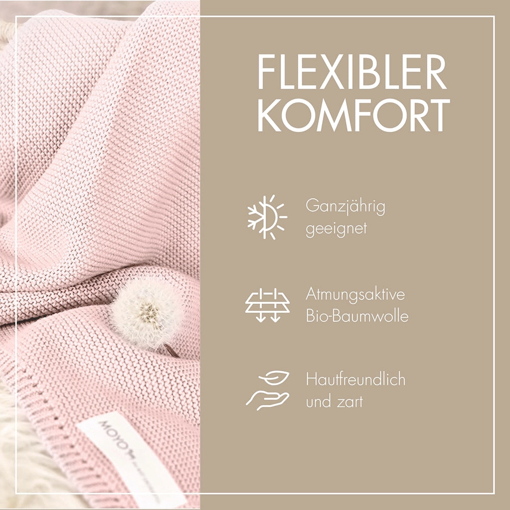 Baby blanket, left-handed knit, pointelle "Wild Rose Blossom"