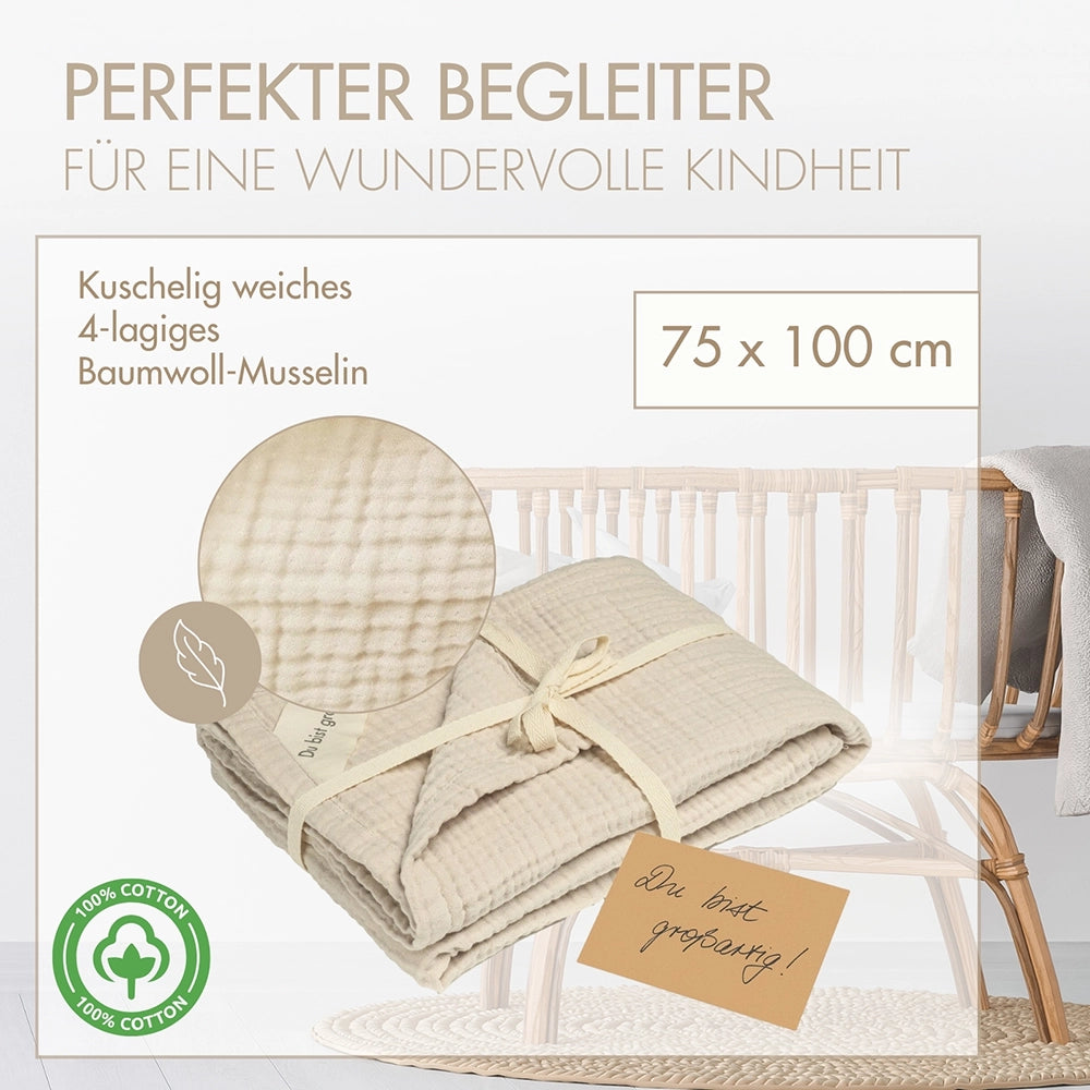 Muslin blanket 100 cm x 75 cm Soft desert sand