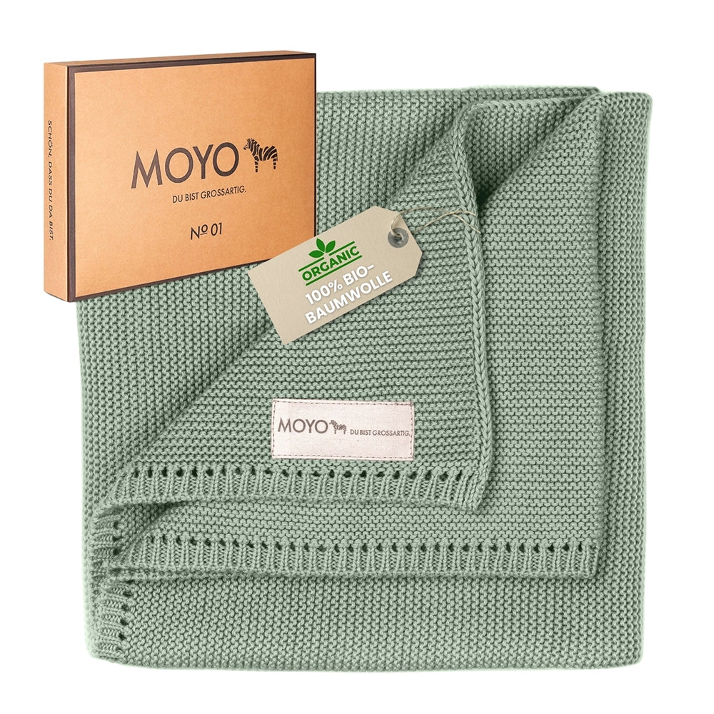 MOYO baby blanket left-knit with pointelle