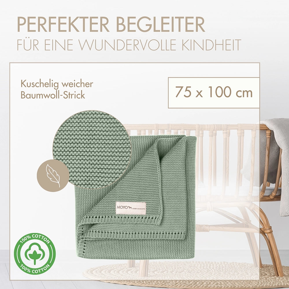 Babydecke Linksstrick Pointelle „Behutsamer Aventurin“