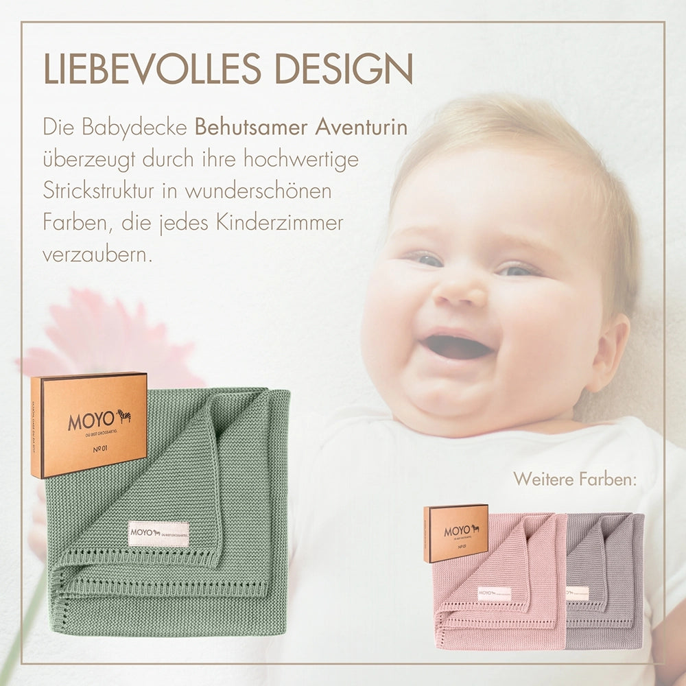 Babydecke Linksstrick Pointelle „Behutsamer Aventurin“
