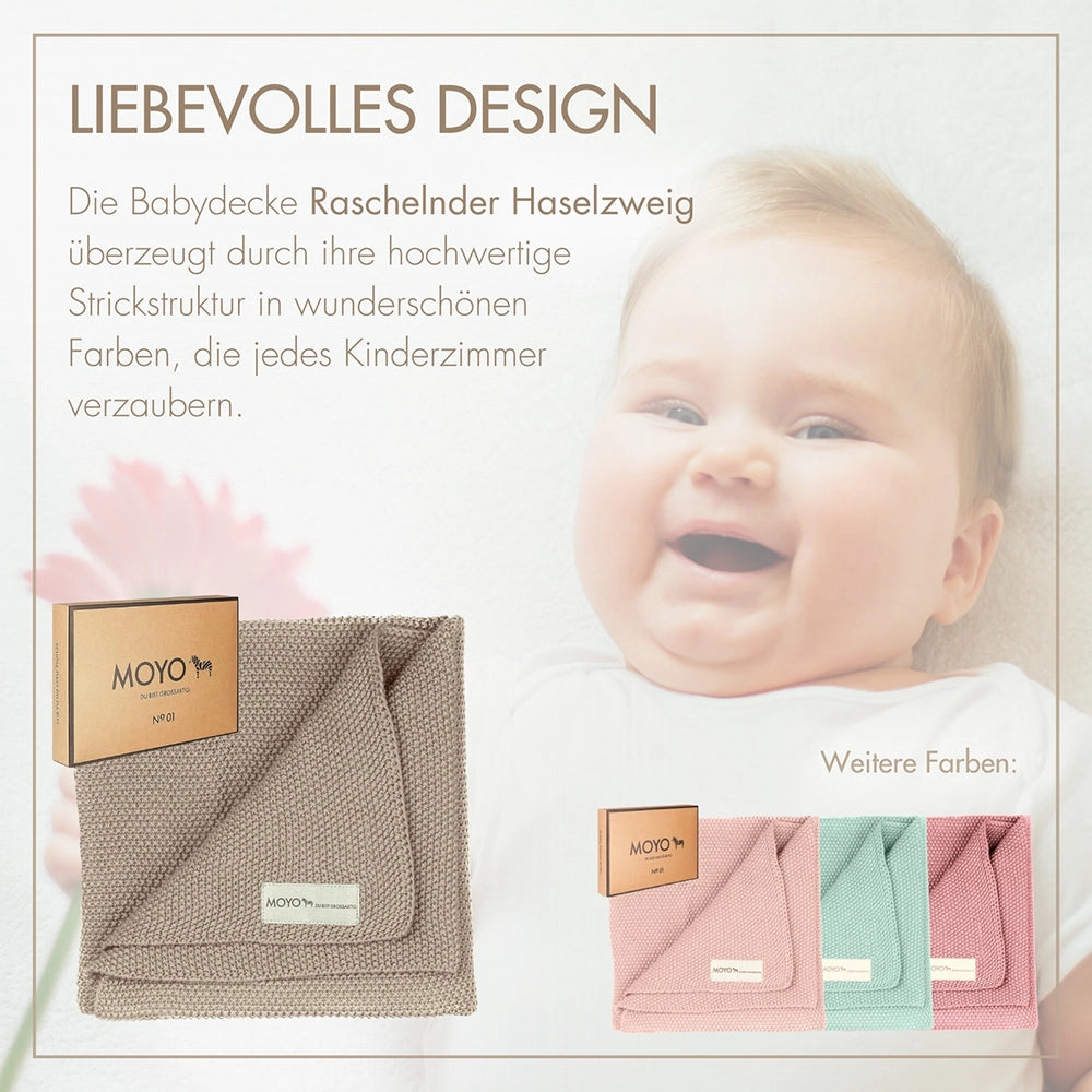 Baby blanket with rice grain texture "Rustling hazel twig"