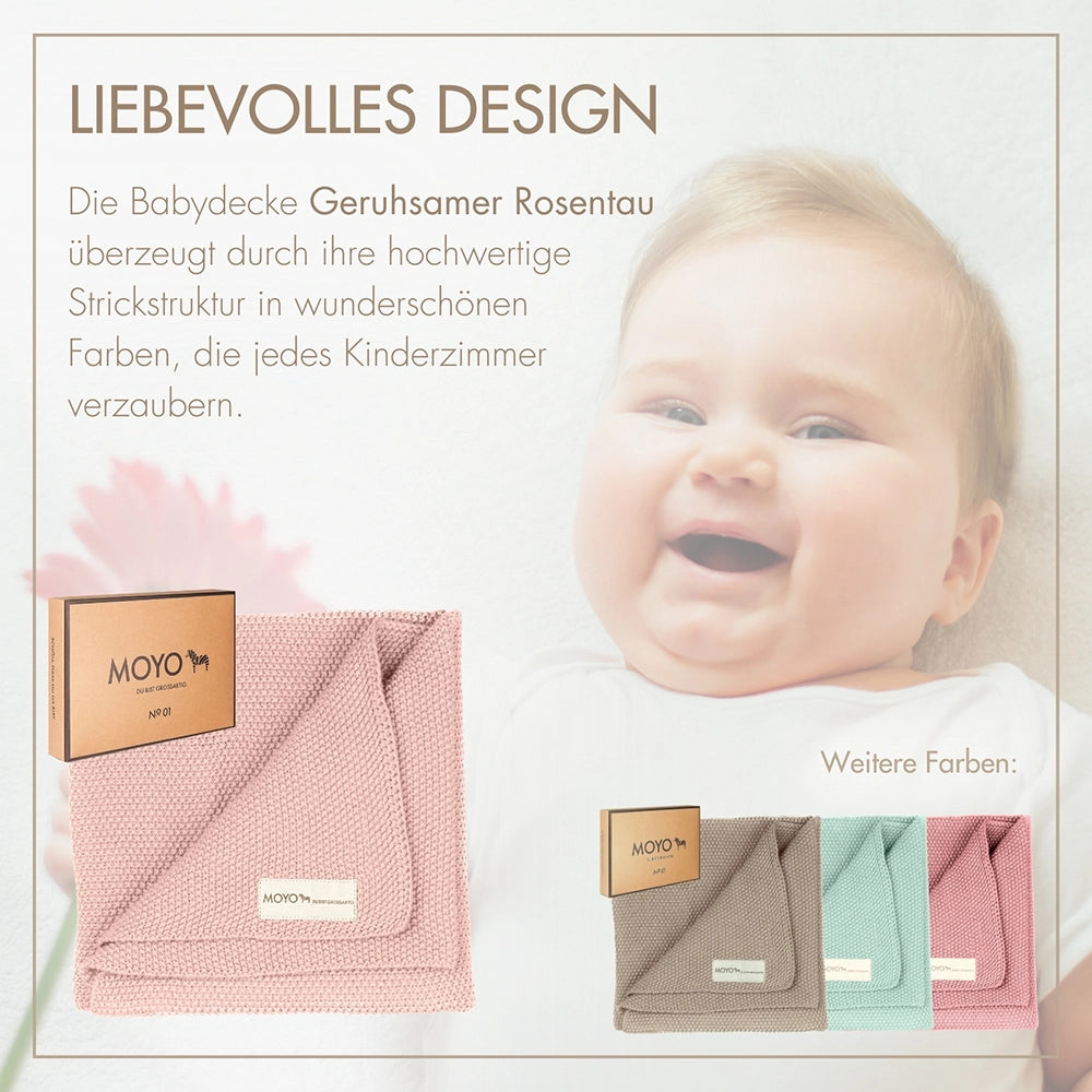 Baby blanket rice grain texture "peaceful rose dew"