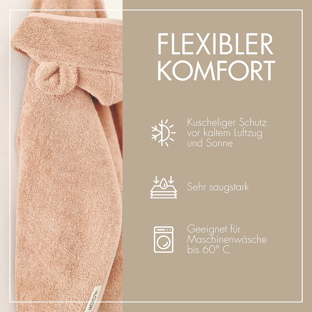 Baby bath poncho 75x75 cm – “Powder” with cute bear ears