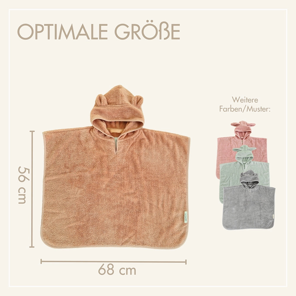 Baby bath poncho 75x75 cm – “Powder” with cute bear ears