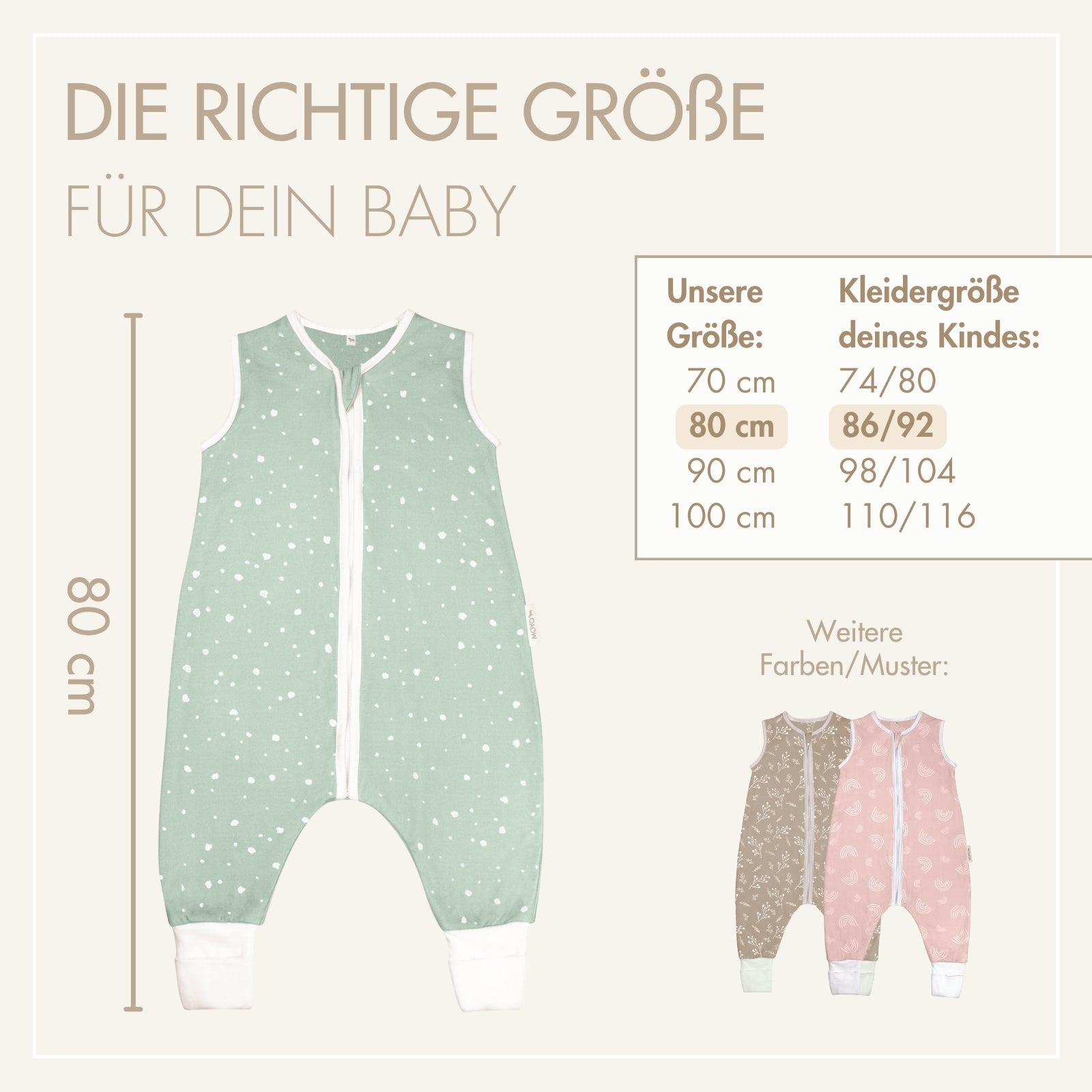 Schlafsack mit Füßen Wunderbare Tupfenwelt Mint 2.5 TOG