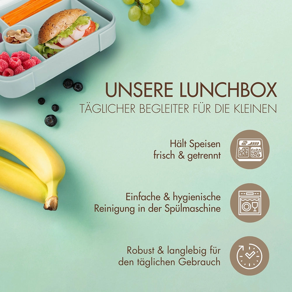 Lunchbox for kindergarten and primary school in mint green