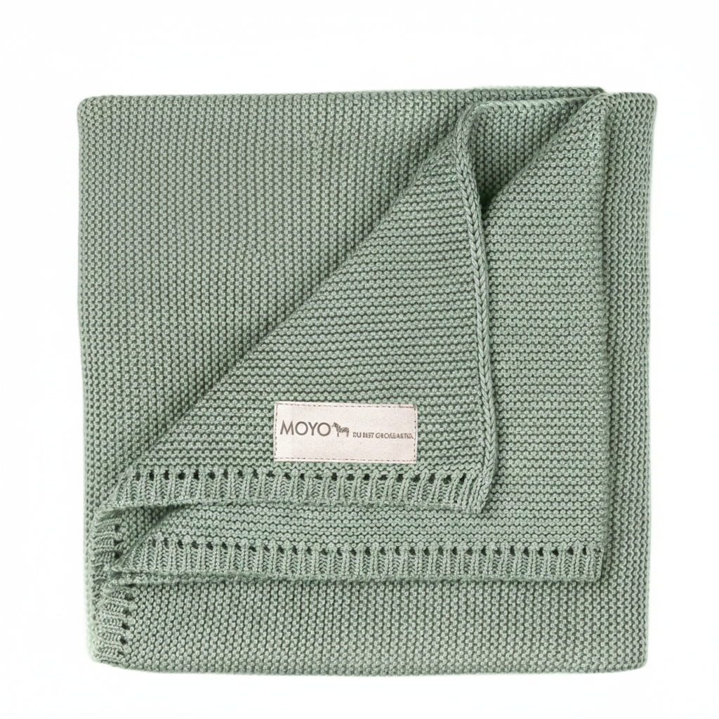 Babydecke Linksstrick Pointelle „Behutsamer Aventurin“