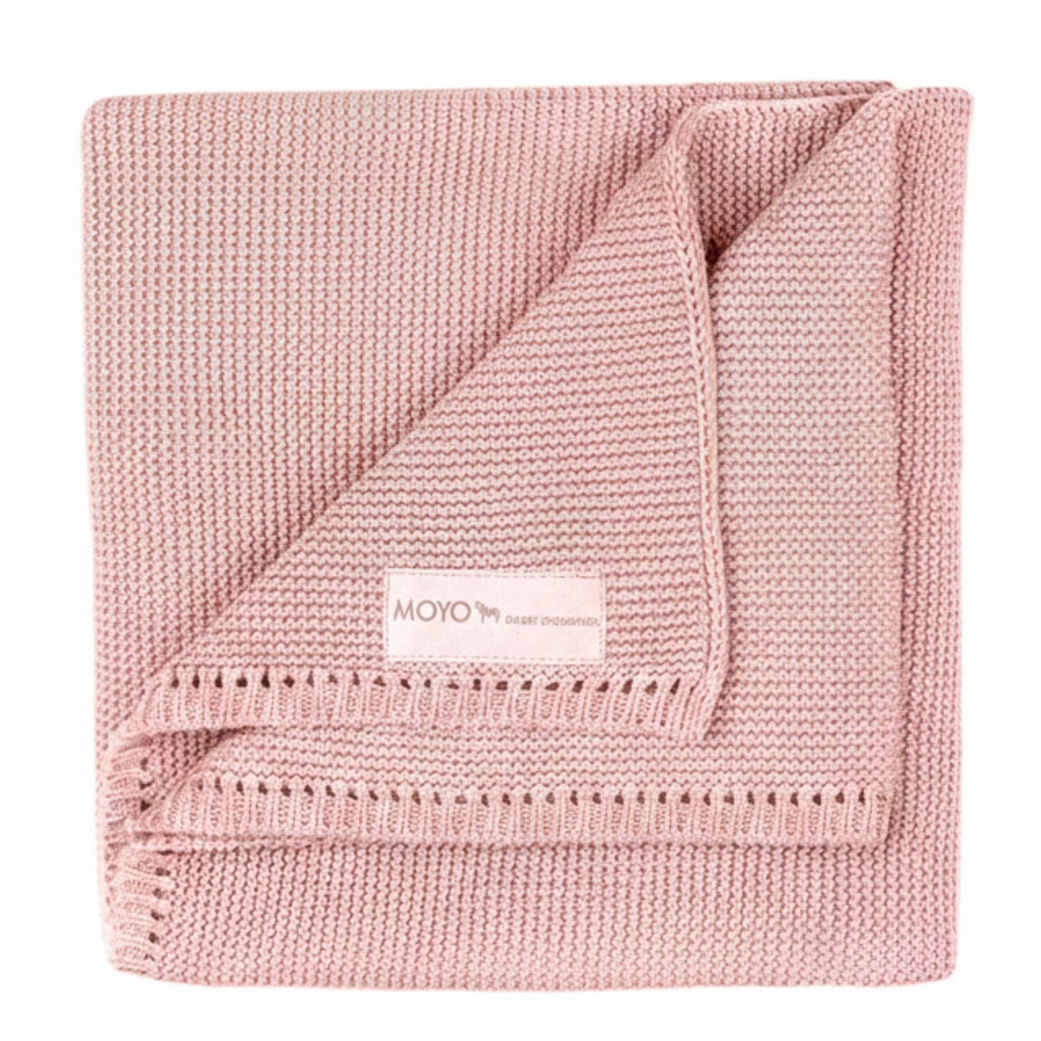 Baby blanket, left-handed knit, pointelle "Wild Rose Blossom"