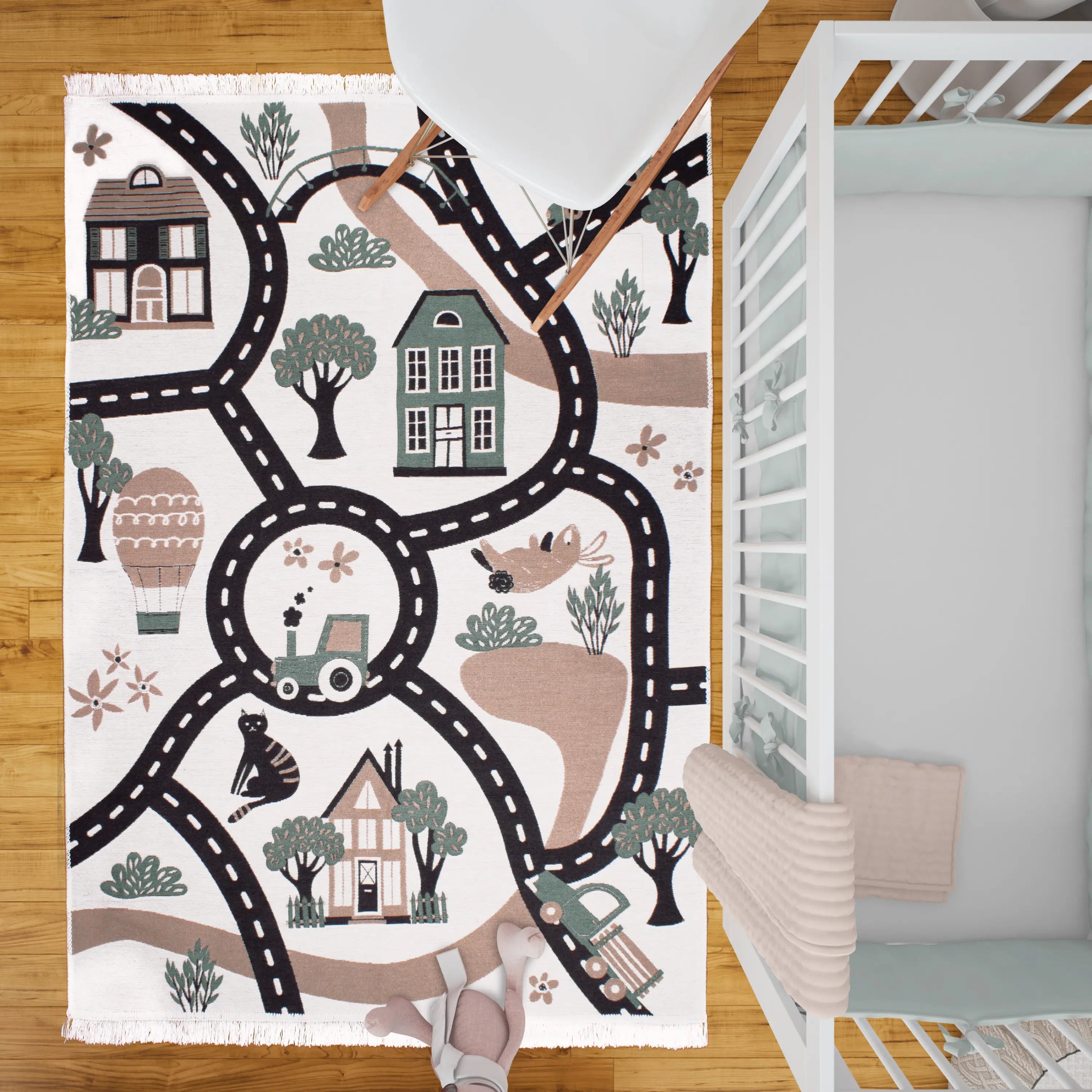 Kinderzimmer Teppich zum Wenden Heimelige Landschaft - Spielstraße