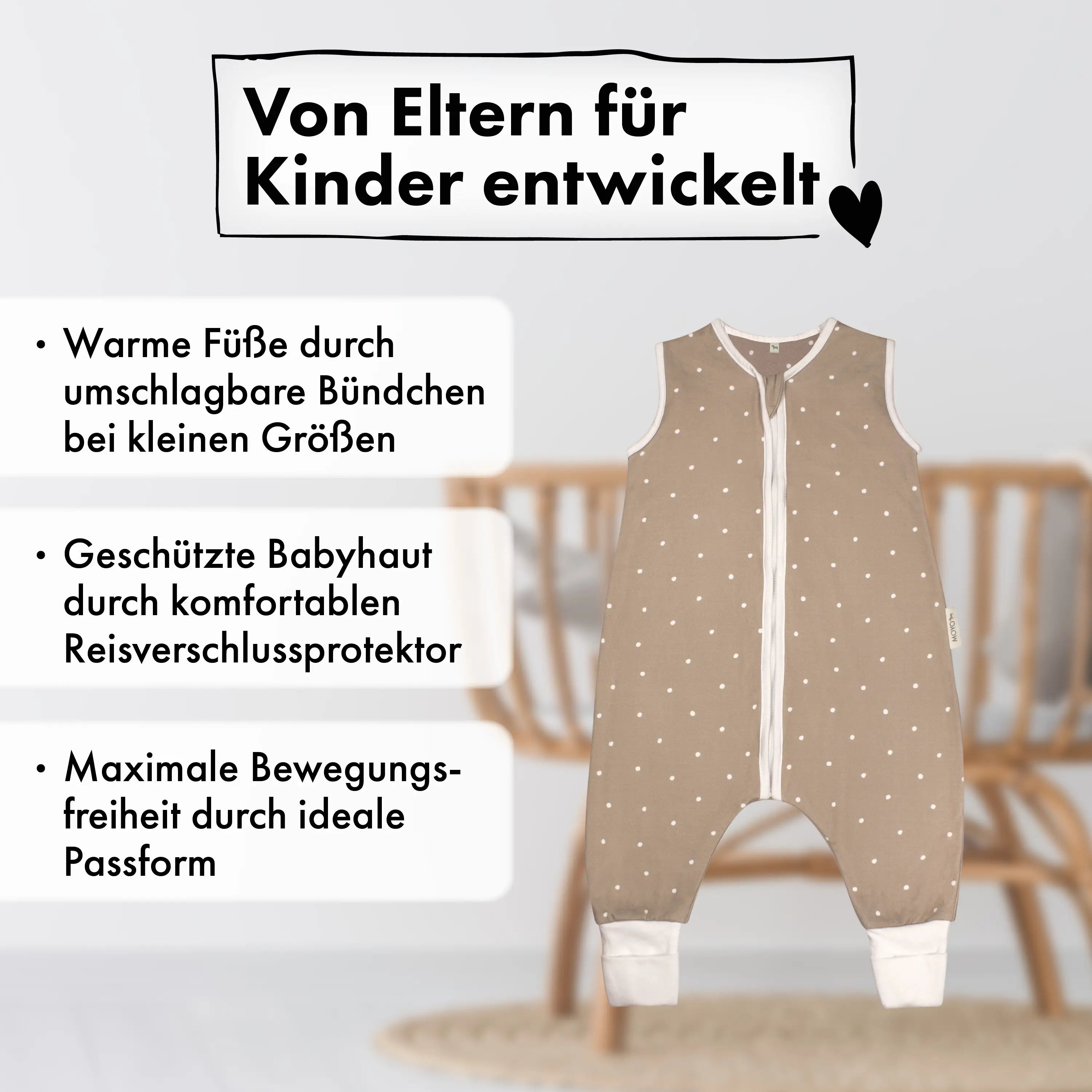 Sommer-Schlafsack mit Füßen Zarter Tupfen Taupe