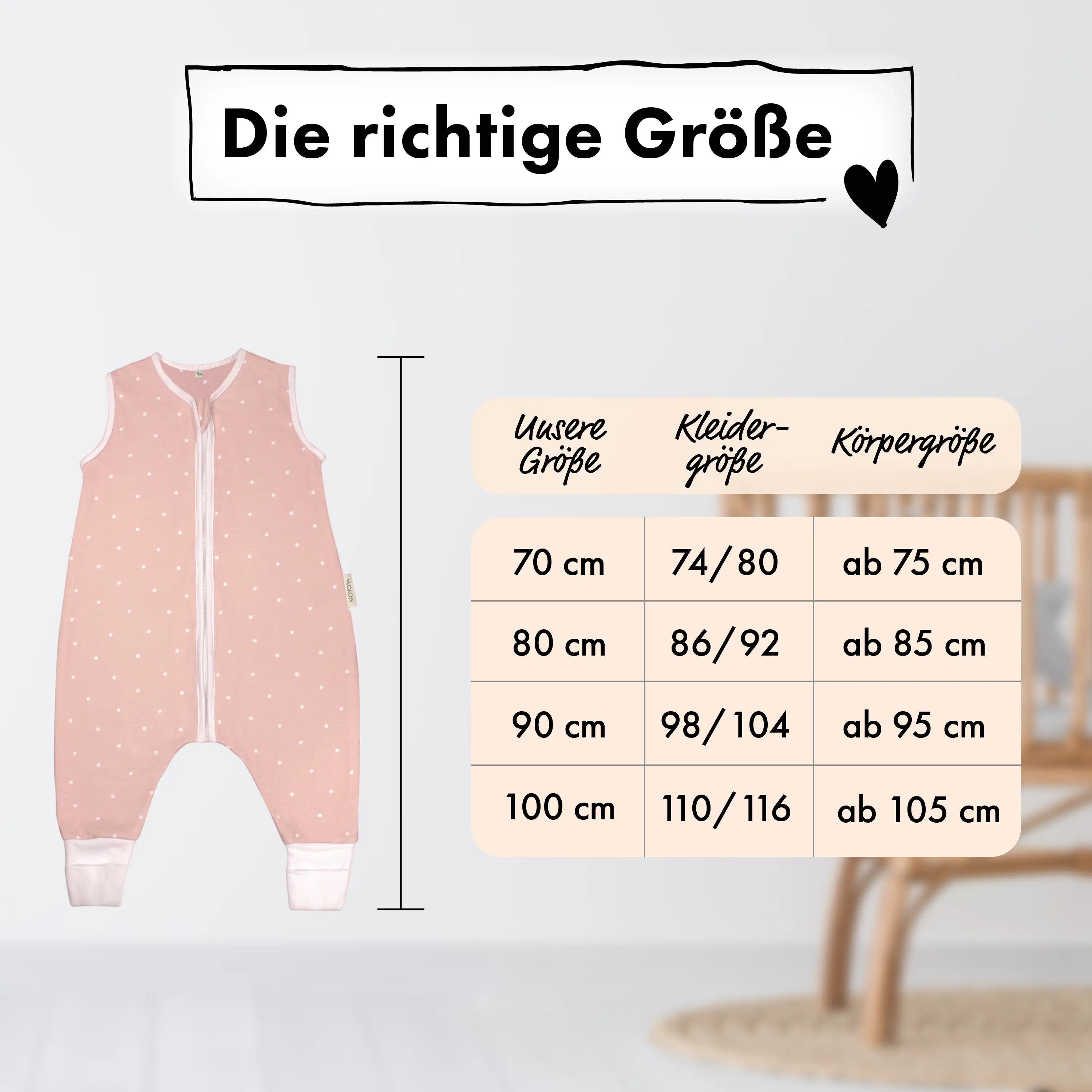 Sommer-Schlafsack mit Füßen Zarter Tupfen Rosé – Bild 5