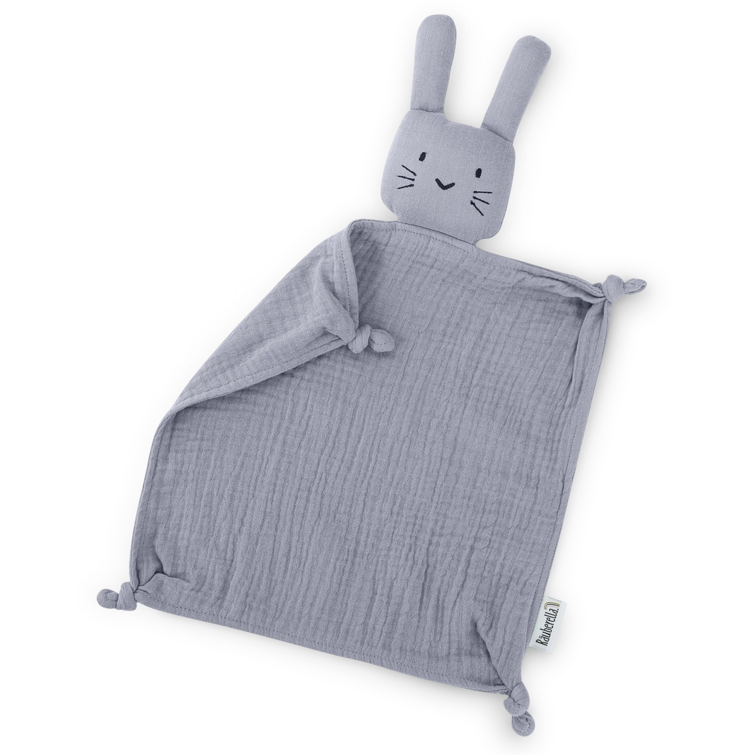 Musselin Schmusetuch Hase Blau-grau