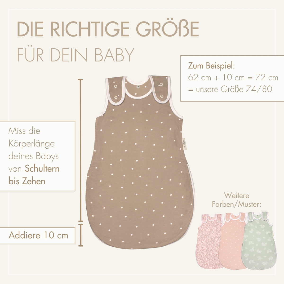 Sommer-Schlafsack Rund Zarter Tupfen Taupe 86/92 – Bild 2