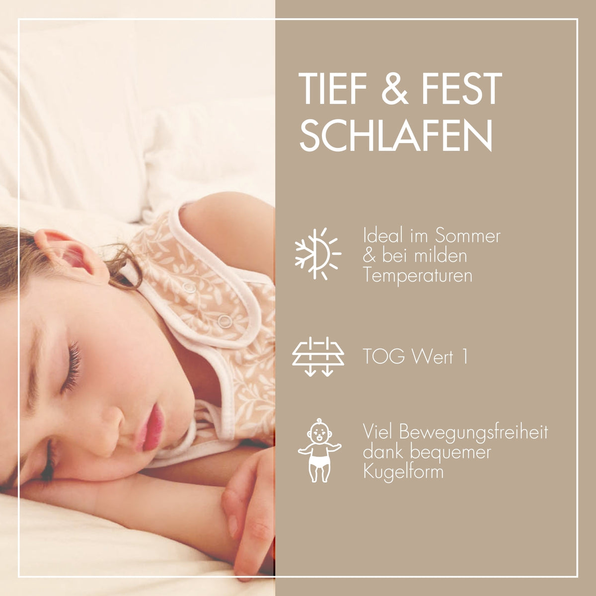 Sommer-Schlafsack Rund Zarter Tupfen Taupe 86/92 – Bild 3