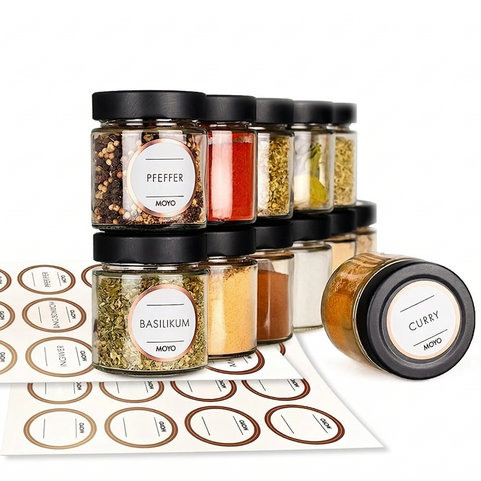 Gewürzbehälter 12er Set mit Etiketten