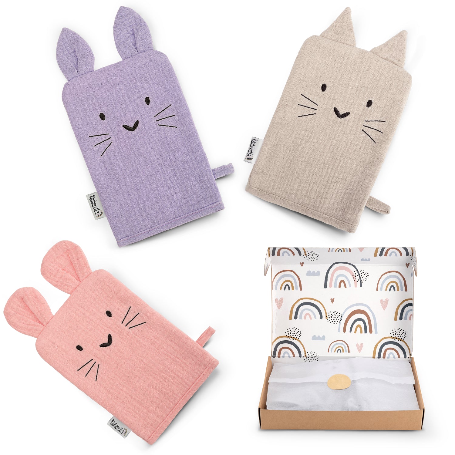 Baby Waschlappen 3er-Set Flieder