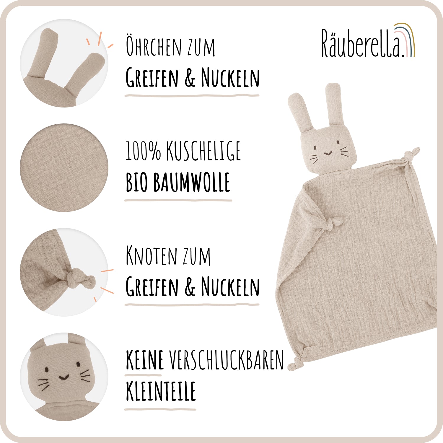 Musselin Schmusetuch Hase Beige