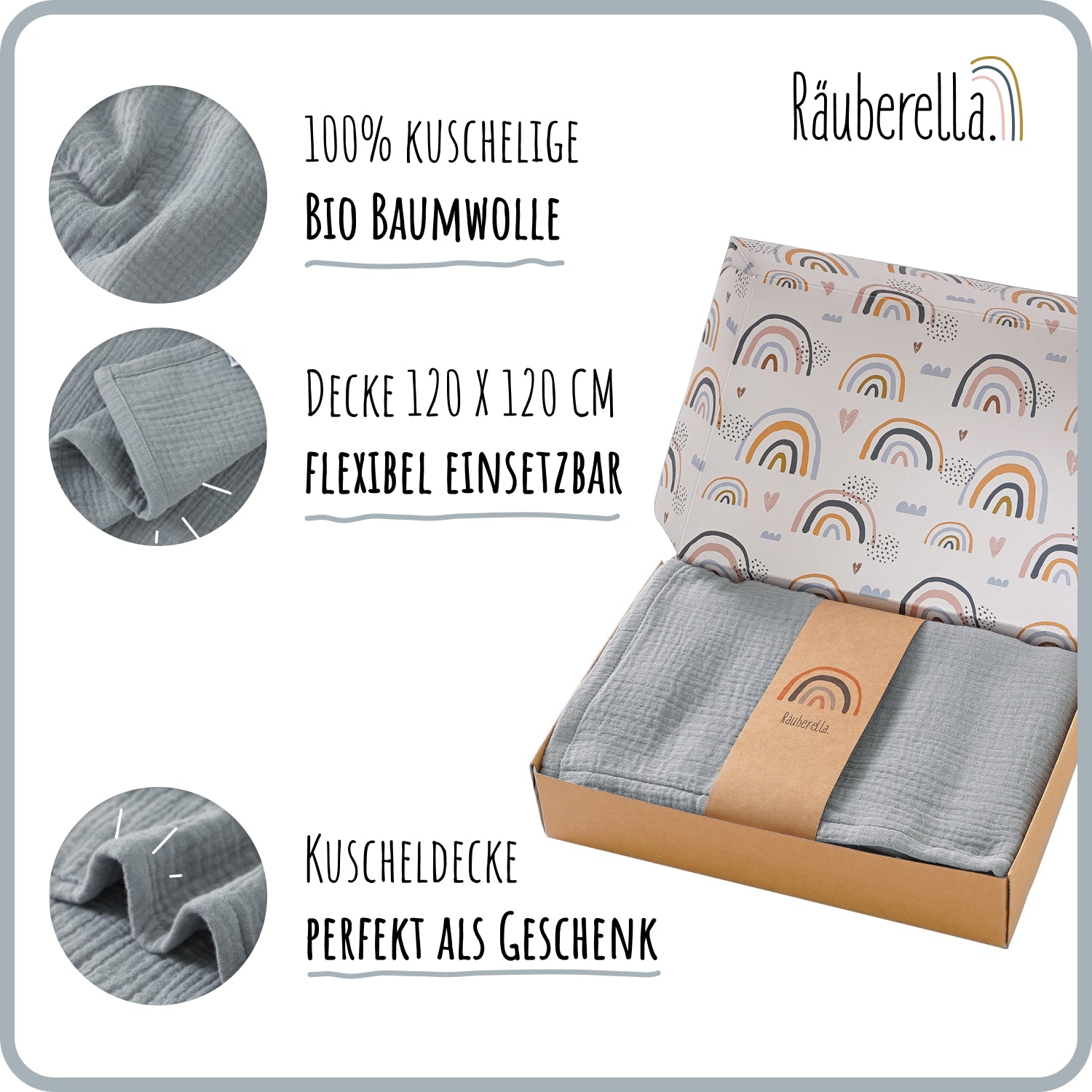 Räuberella Babydecke 120cm x 120cm