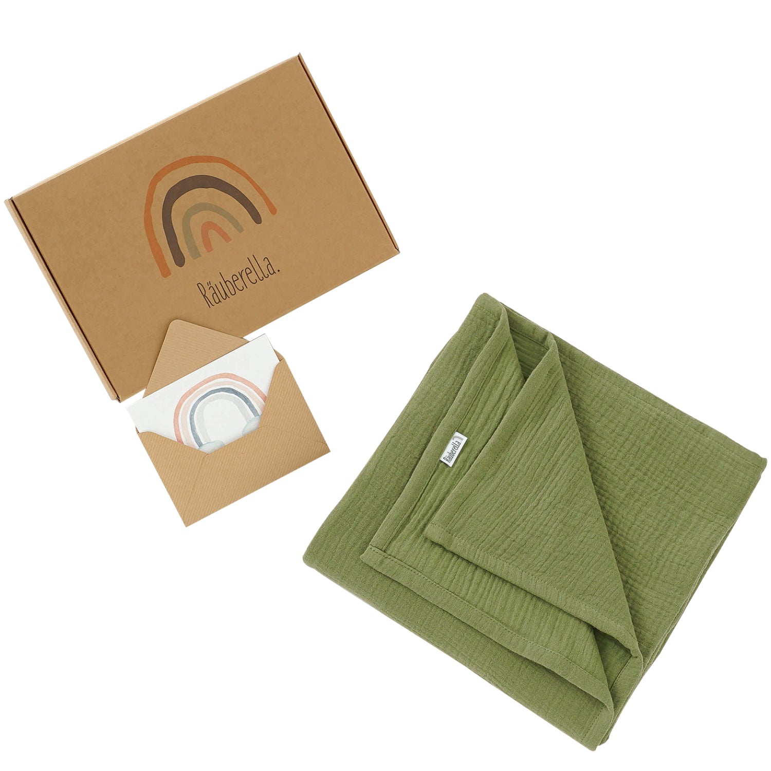 Muslin baby blanket (120x120cm) Olive green