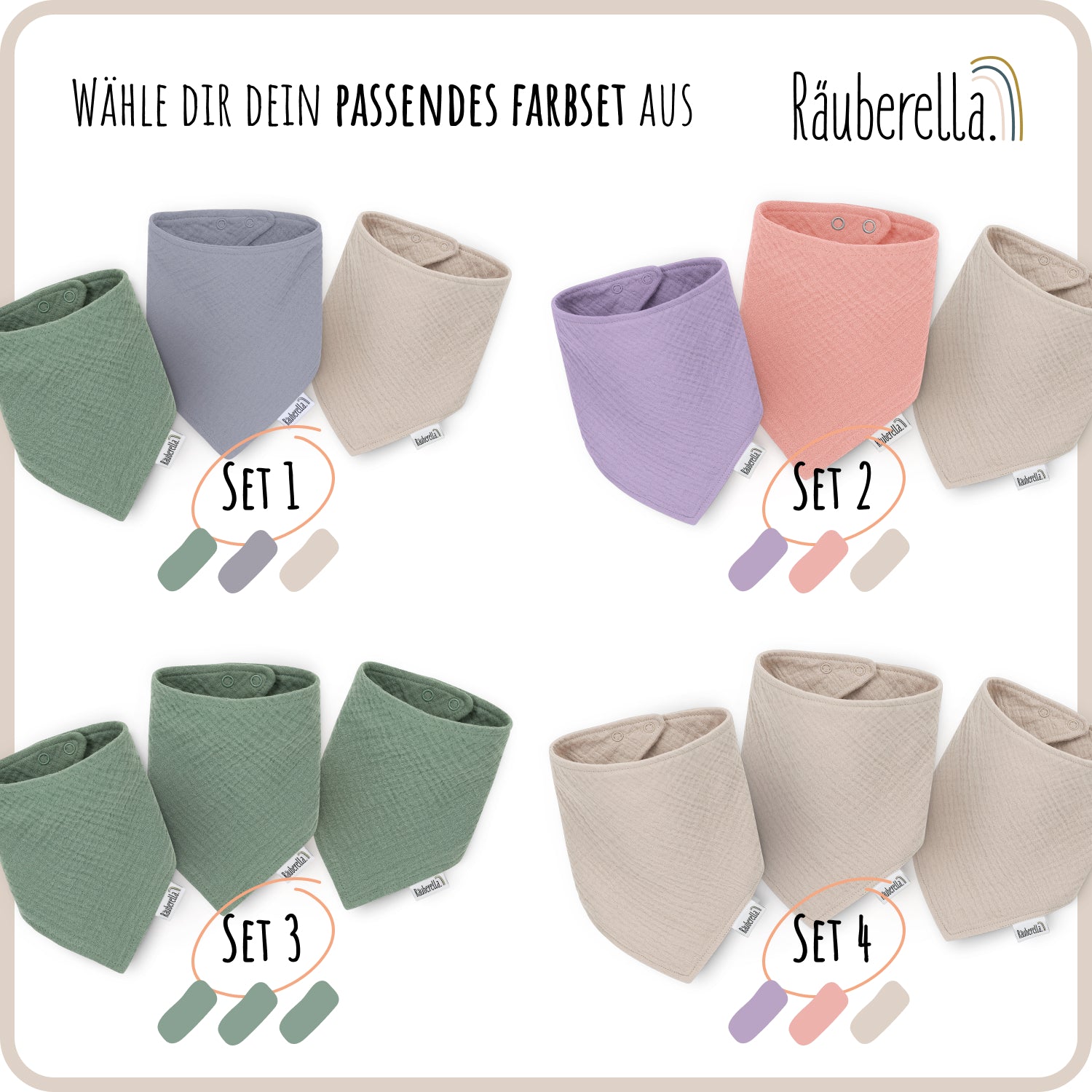 Räuberella 3er Set Musselin Lätzchen