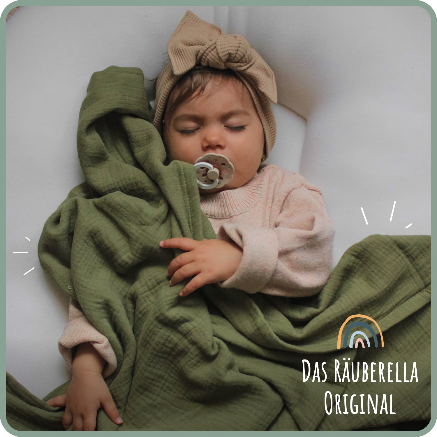 Muslin baby blanket (120x120cm) Olive green