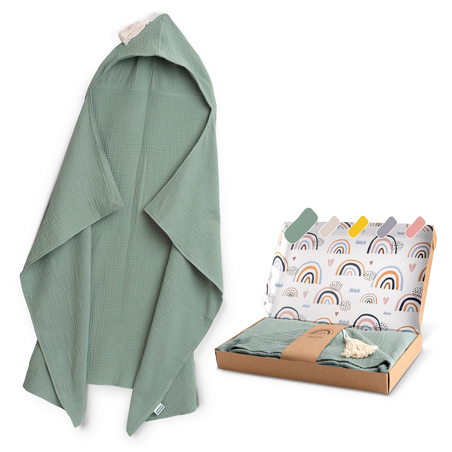 Muslin hooded towel (75x100cm) Mint