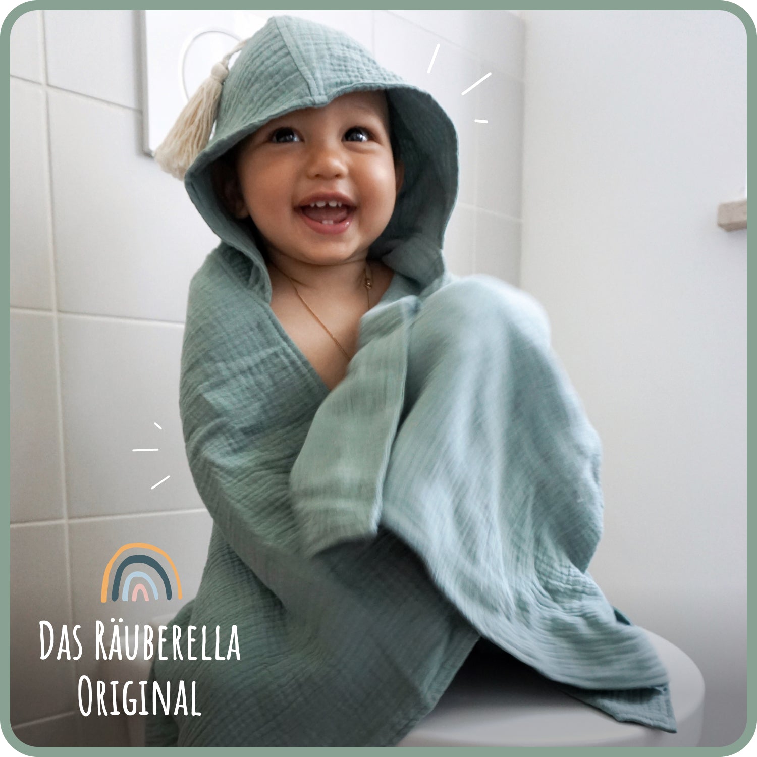 Muslin hooded towel (75x100cm) Mint