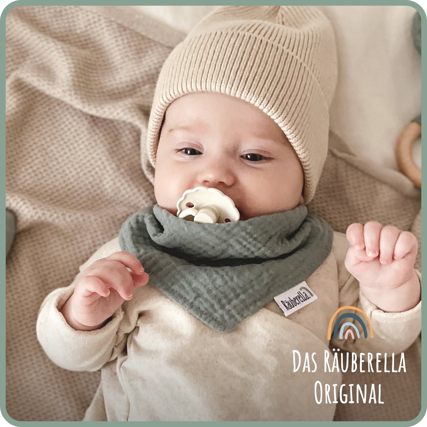 3er Set Musselin Lätzchen Mint, Blau & Beige