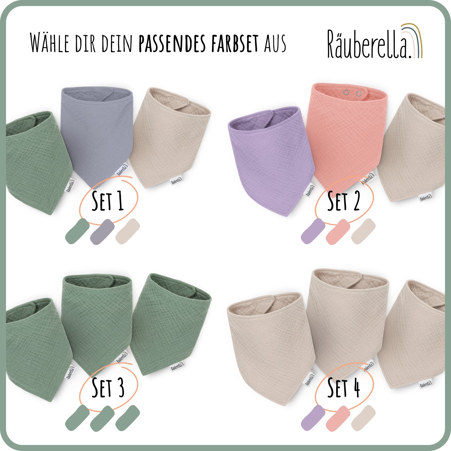Räuberella 3er Set Musselin Lätzchen