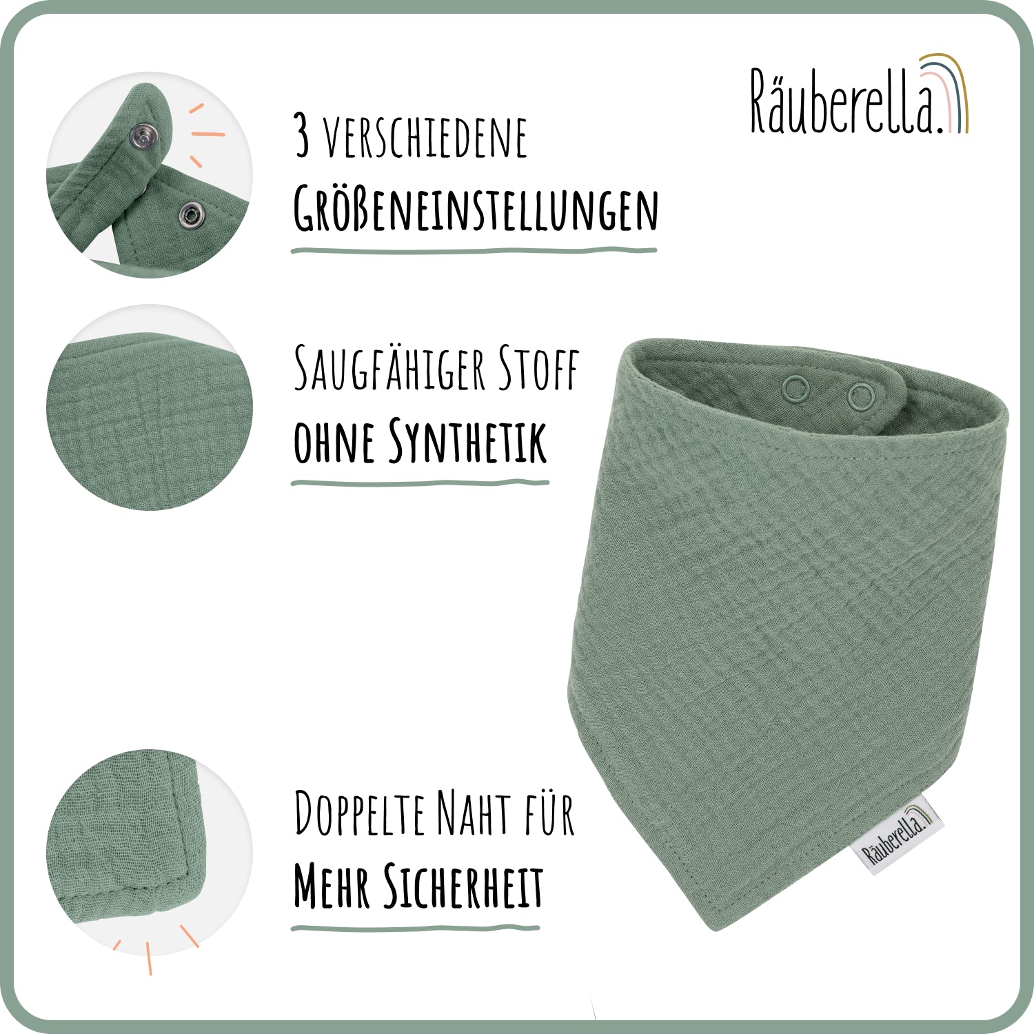 Baby Geschenkset Mint – Schmusetuch Hase, Holz-Beißring & Halstuch | Musselin Bio-Baumwolle