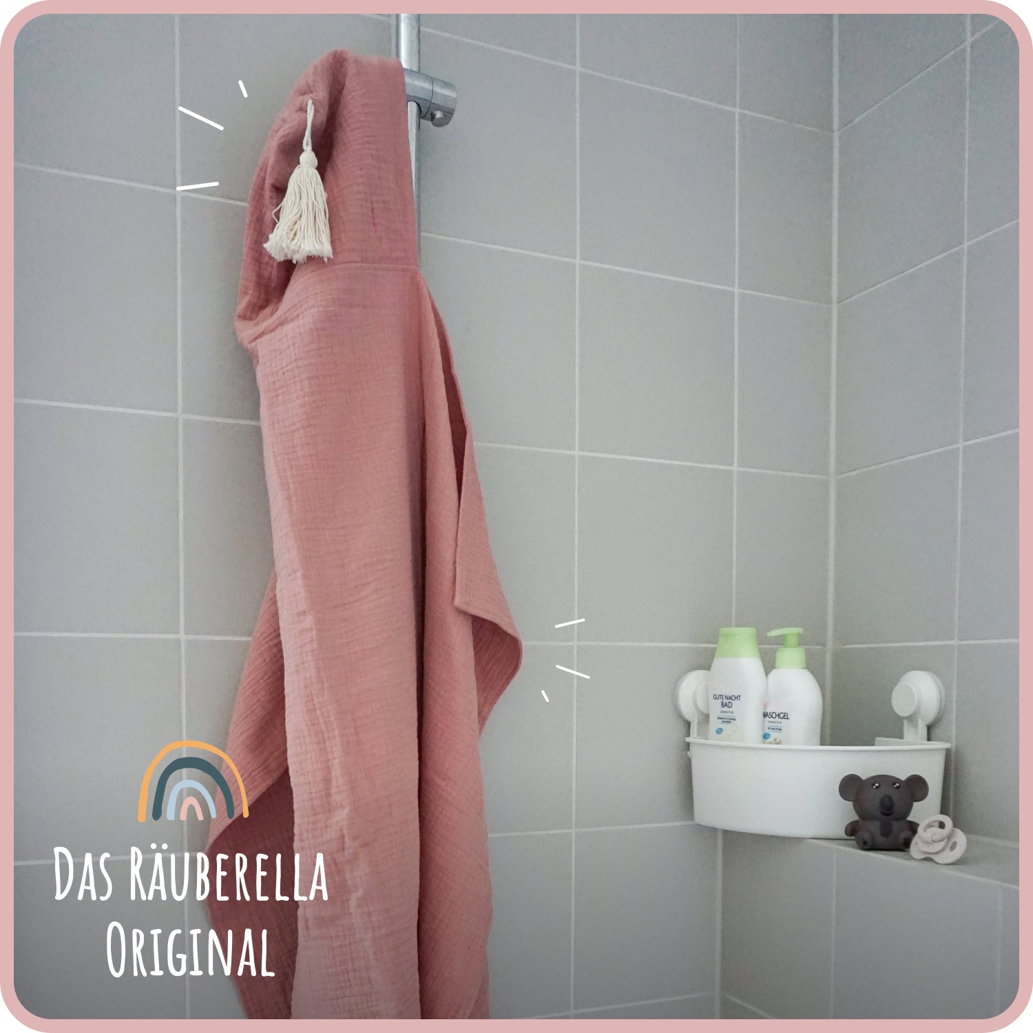 Muslin hooded towel (75x100cm) antique rose