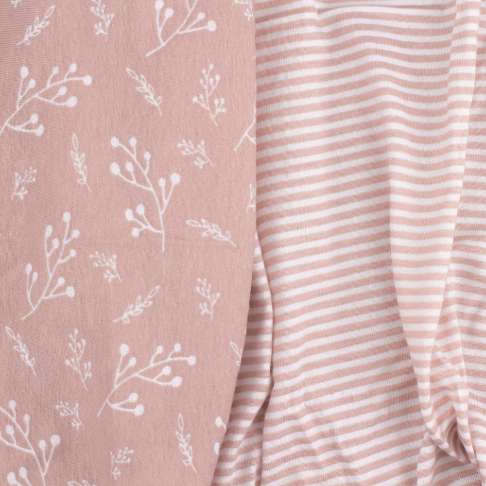 2er Set Baby Spannbettlaken Oval – „Rose Blüte“