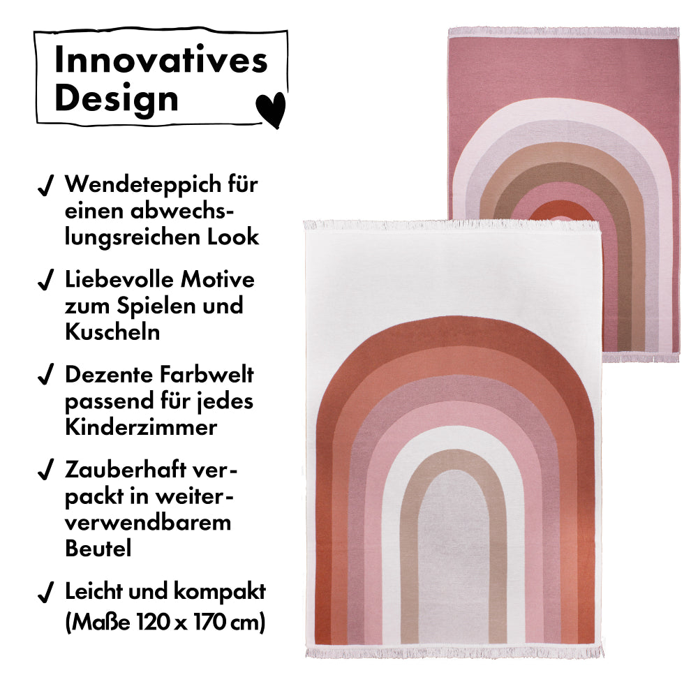 Children's room rug reversible beloved rainbow