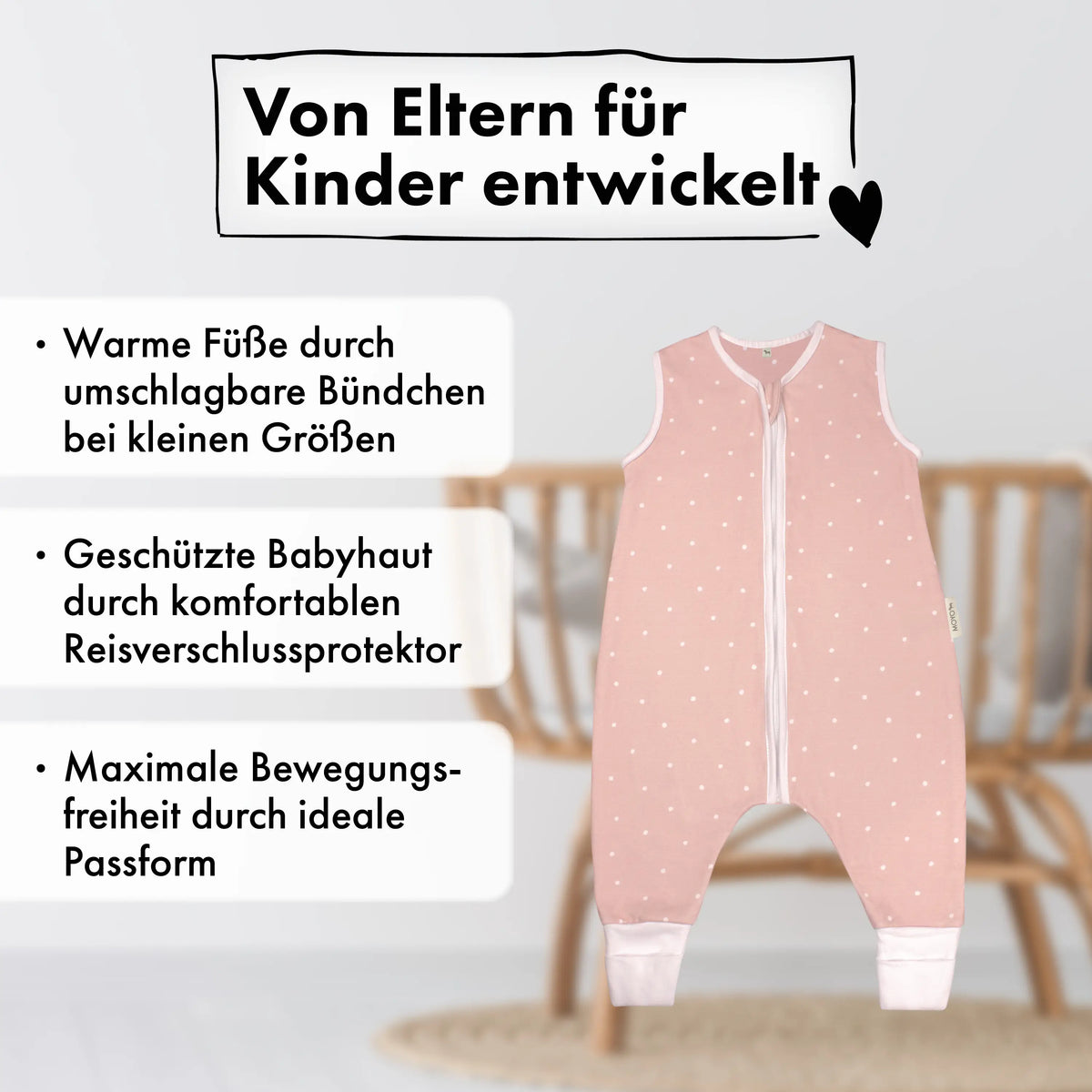 Sommer-Schlafsack mit Füßen Zarter Tupfen Rosé – Bild 2