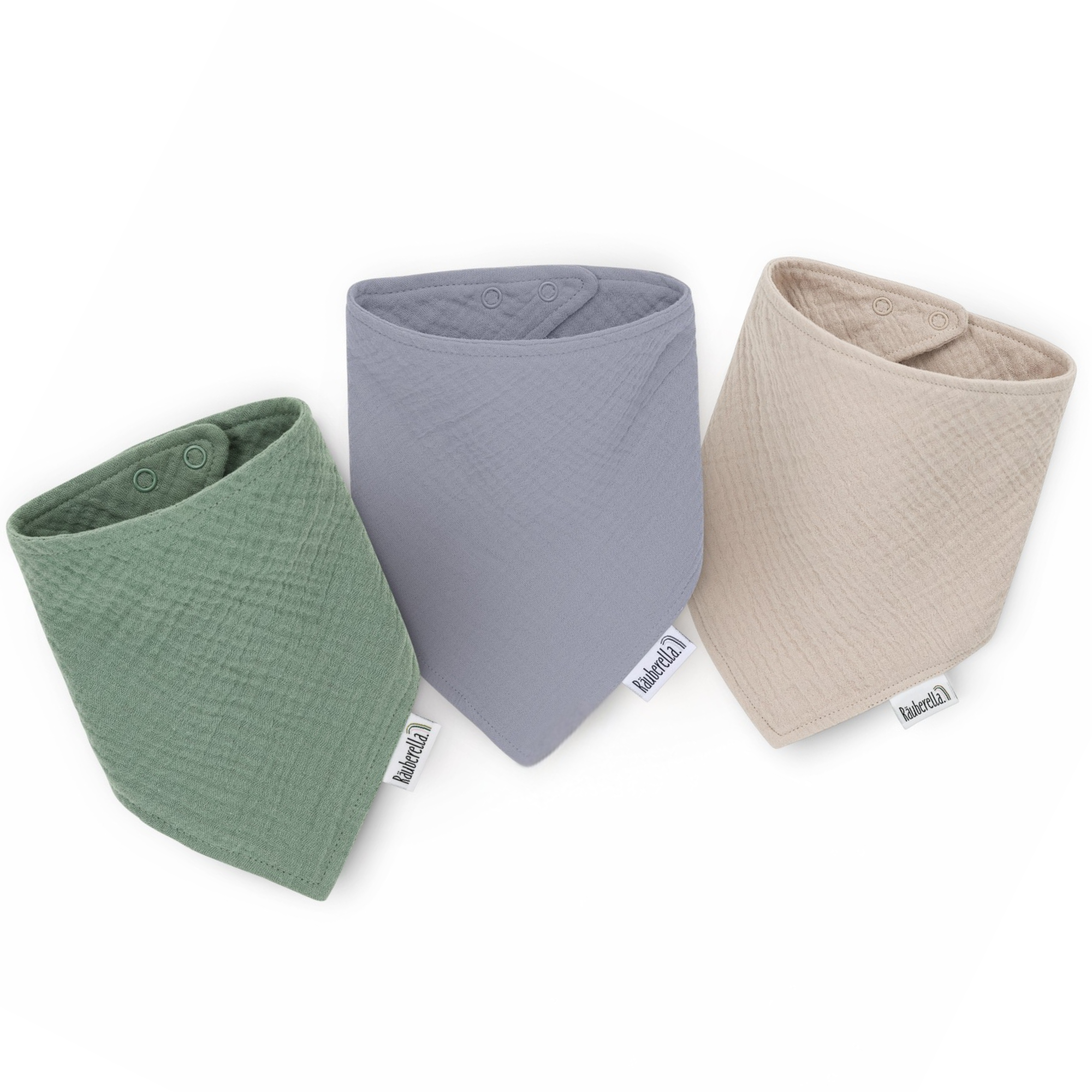 Räuberella set of 3 muslin bibs