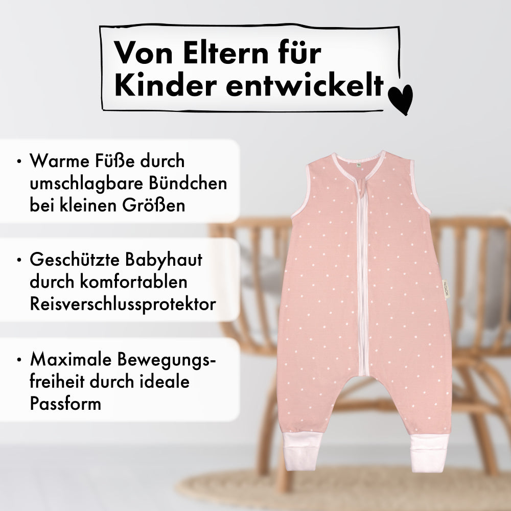 Sommer-Schlafsack mit Füßen Zarter Tupfen Rosé