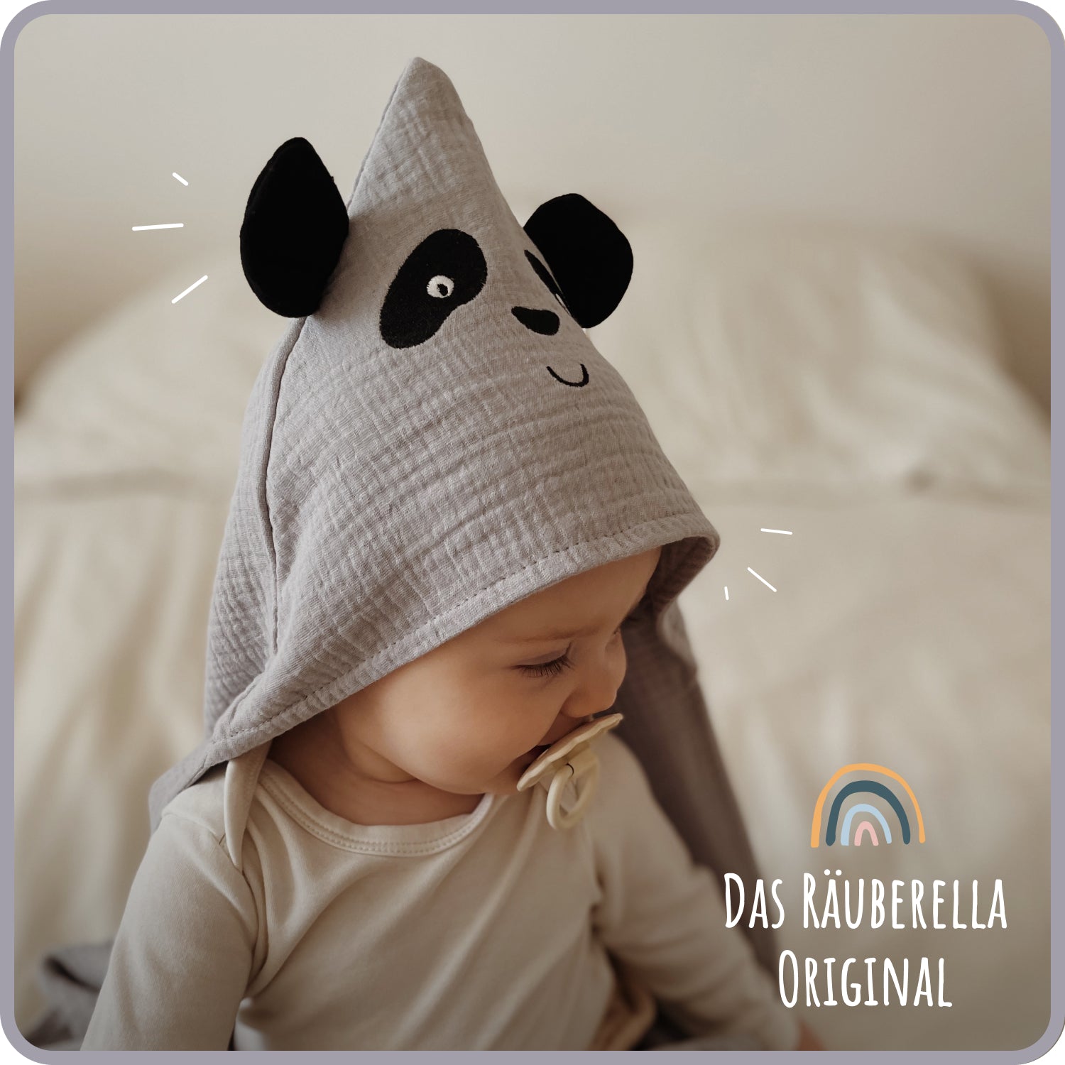 Kapuzenhandtuch Panda Blau